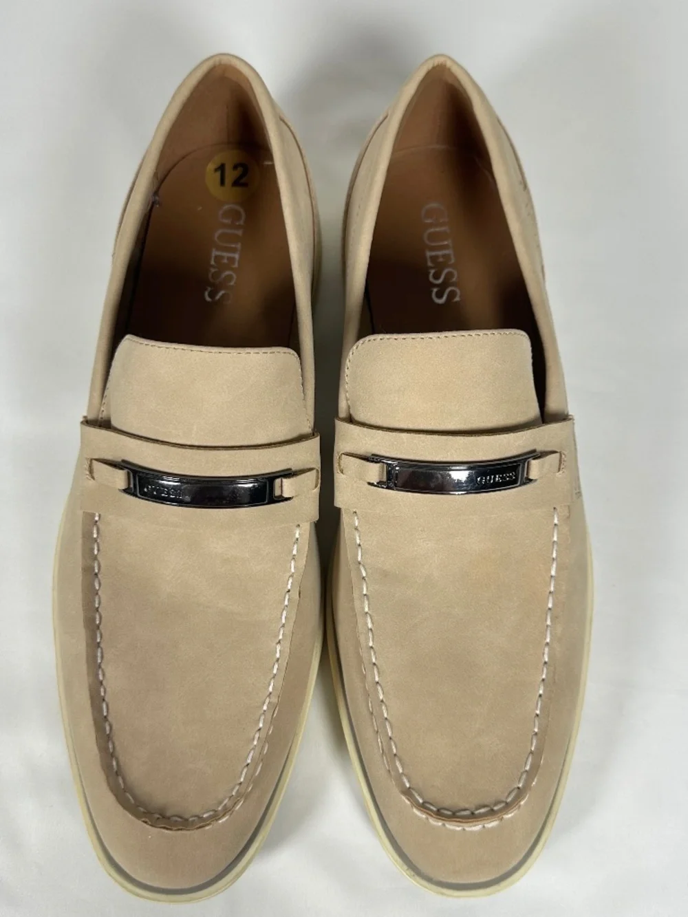Guess Quido Light Tan Men's Casualized Slip On Faux Suede Loafers Size 12
